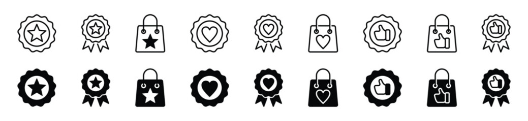 Best choice, approved, favorite, love, like, recommended, certified medal icon vector in line and flat style on white background with editable stroke for apps and websites. Vector illustration