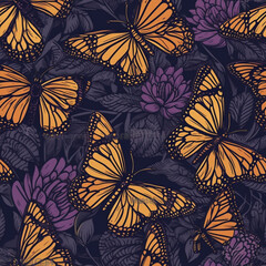 monarch butterfly delight for your walls with purple floral seamless wallpaper