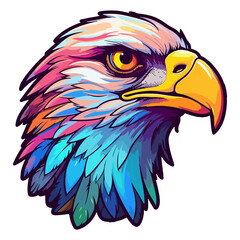 Obraz premium Colorful eagle Head Logo pop art style, eagle face Sticker, pastel cute colors