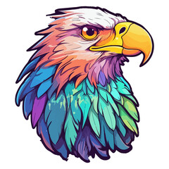Colorful eagle Head Logo pop art style, eagle face Sticker, pastel cute colors