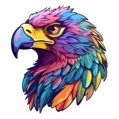 Colorful eagle Head Logo pop art style, eagle face Sticker, pastel cute colors