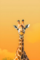 Giraffe Portrait Mobile Background with Copy Space