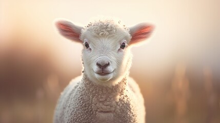 Portrait of a cute lamb. AI generative.