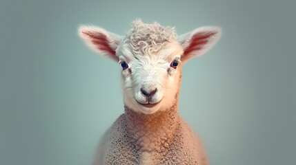Portrait of a cute lamb. AI generative.