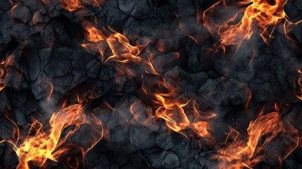 fire flames black stone background. generative ai
