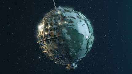 Globe with communications satellite connections. AI generative.