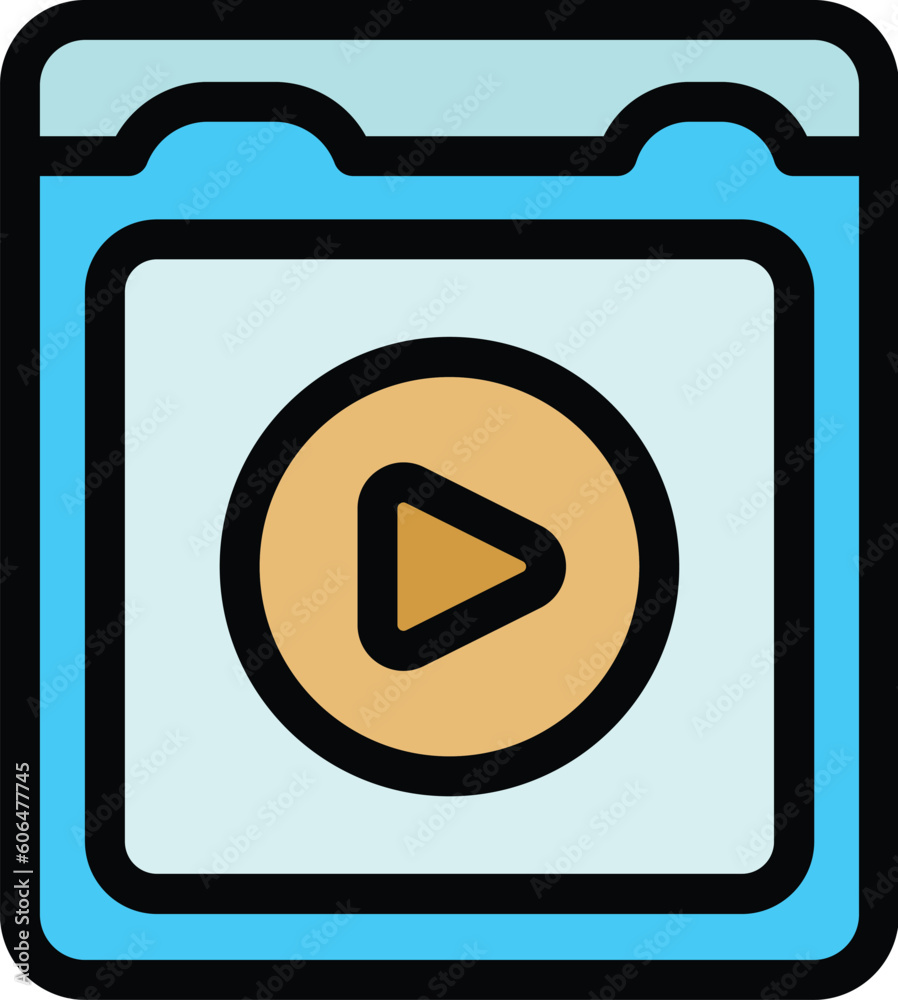 Poster video file icon. outline video file vector icon for web design isolated on white background color fl