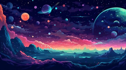 Pixel art space background. AI generative.