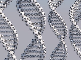 DNA helix made with Football Sport Genetics concept 3D rendering