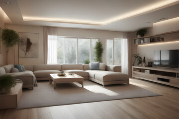 Fototapeta na wymiar Beautiful interior design, concept, rooms. Generative AI