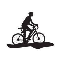 vector silhouette of a person on a bicycle