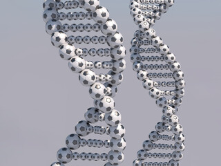 DNA helix made with Football Sport Genetics concept 3D rendering