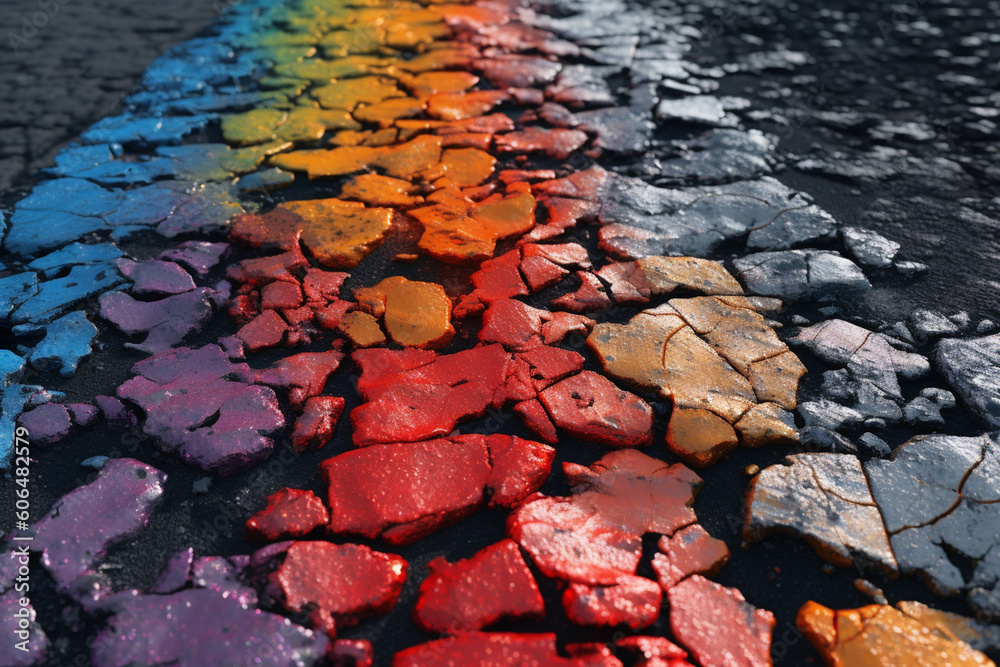 Poster an abstract mixed media artwork using materials like asphalt, gravel, and paint to recreate the text