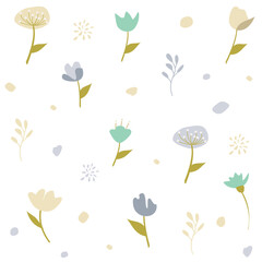 Cute pastel floral pattern. Vector hand drawn illustration. - 606483775