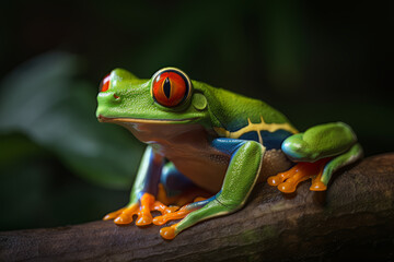 Fototapeta premium Tree frog Agalychnis callidryas, Generative ai