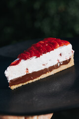 Slice of cheesecake with strawberries