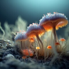 Alien mushroom fungus macro image