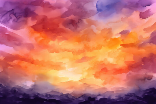 Ai generated illustration of abstract watercolor sunset