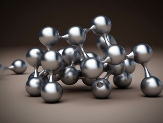 Abstract molecule model on dark background Created with Generative AI technology.
