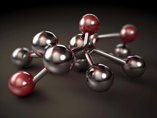 Abstract molecule model on dark background Created with Generative AI technology.