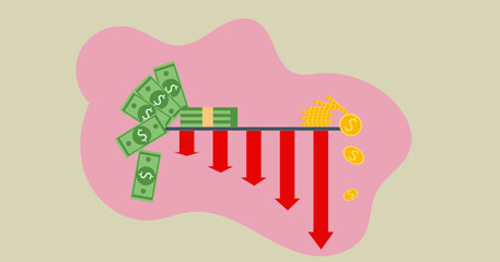 money illustration with descending graph eps10
