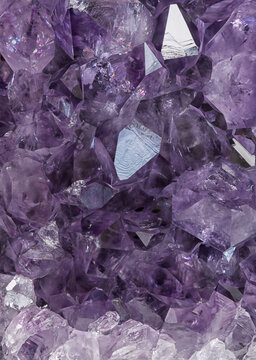 Background with purple amethyst crystals