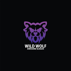 wild wolf logo design gradient line art