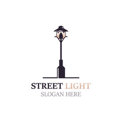 Street Light logo image, vintage lightning classic latern flat element vector icon