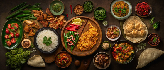 Obraz na płótnie Canvas Assortment of traditional Indonesian foods