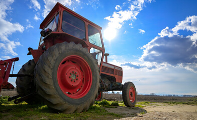 low angle view of tractor