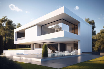 Ai generated illustration of modern cubic villa