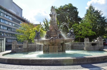 Frankfurt, Germany 08.26.2018: Frankfurt city at Fountain of Fairy Tales