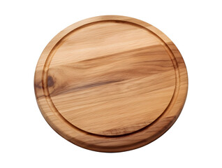 Wooden cutting board isolated on a transparent and white background, top view. png