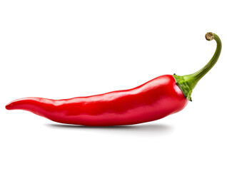 Red hot chili pepper isolated on transparent and white background, png - obrazy, fototapety, plakaty