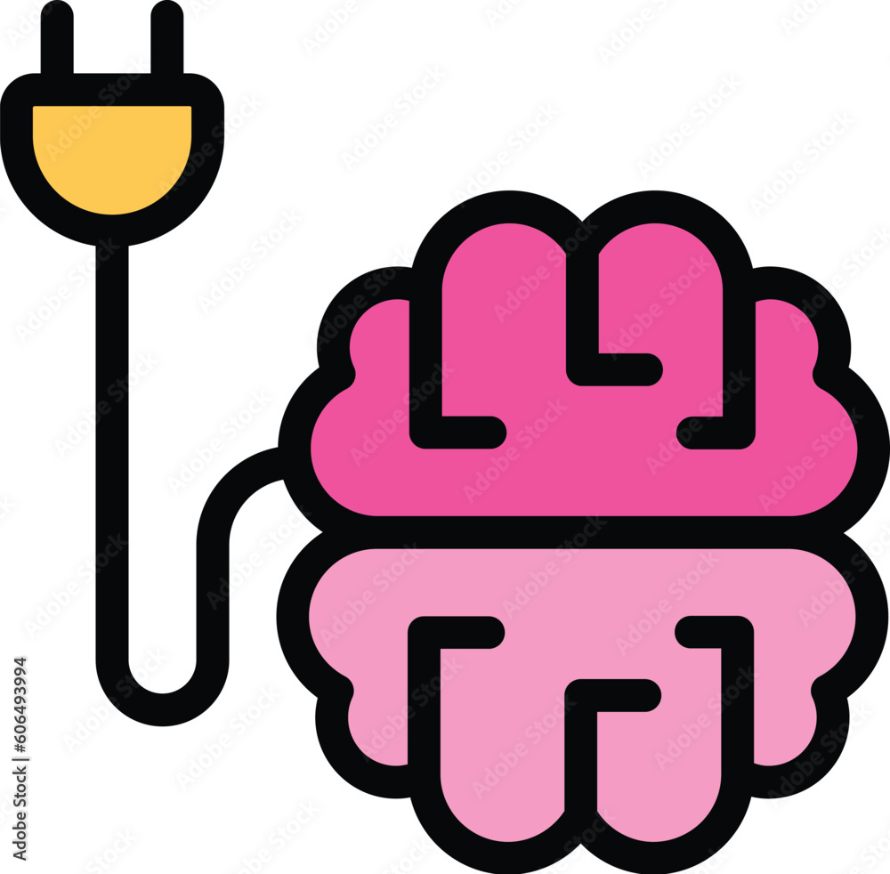 Poster brainstorming plug icon. outline brainstorming plug vector icon for web design isolated on white bac