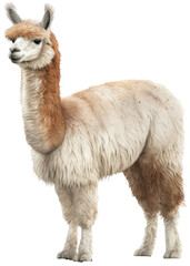 Llama isolated on a white or transparent background as PNG, generative AI animal