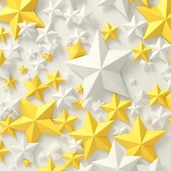 Yellow and white 3D Stars Pattern Background 