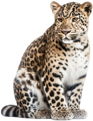 Fototapeta na wymiar Leopard isolated on white or transparent background as PNG, generative AI animal
