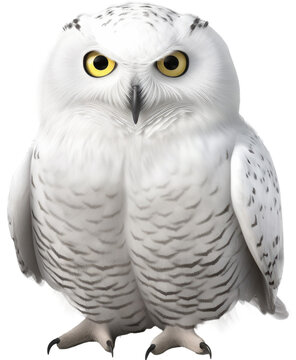 Snowy owl isolated on a white background, generative AI animal