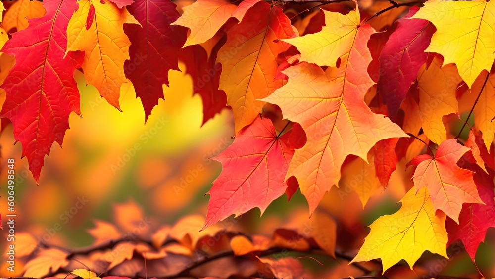 Wall mural Autumn background from colorful leaves close-up.