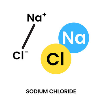 Sodium chloride common salt chemical compound icon illustration design vector
