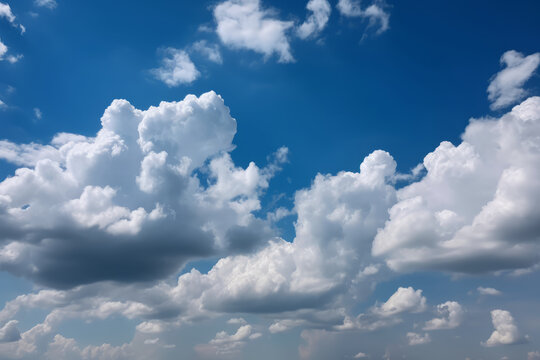 Ai generated illustration of blue sky background with clouds
