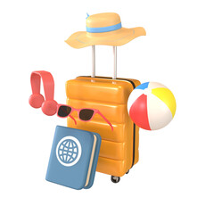 summer vacation kit isolated on white background