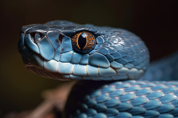 Fototapeta premium Illustration of Blue viper snake, Generative ai