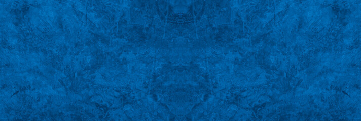 Old wall pattern texture cement blue dark abstract  blue color design are light with black gradient background.