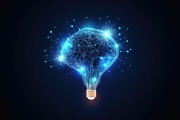 Bulb like brain with detailed circuits. Concept of artificial intelligence. Generative AI