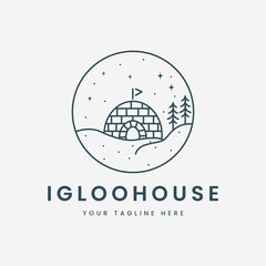 Eskimo igloo house with emblem logo vector design illustration template Creative icon - obrazy, fototapety, plakaty