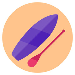 SUP board with paddle flat icon