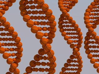 DNA helix made with Basketball Sport Genetics concept 3D rendering