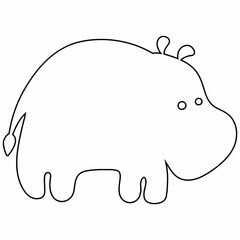 Hippopotamus line drawing for decoration.
